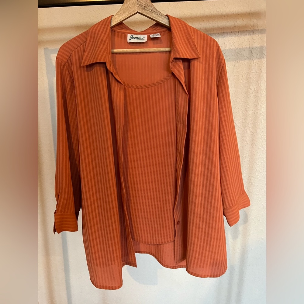 Joanna Orange Stripped shirt with front sewn in